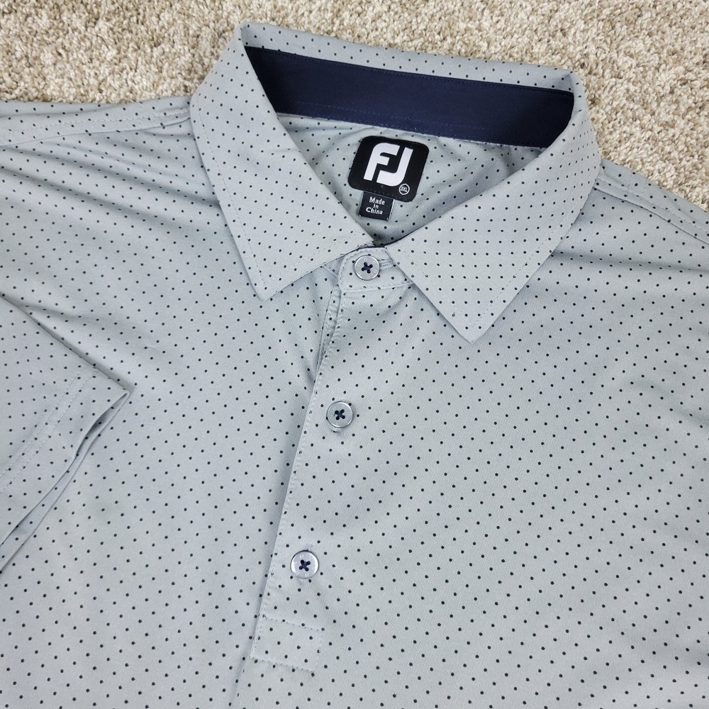 FootJoy Mens 3XL Gray AOP Dots Performance Stretch Golf Polo Short Sleeve